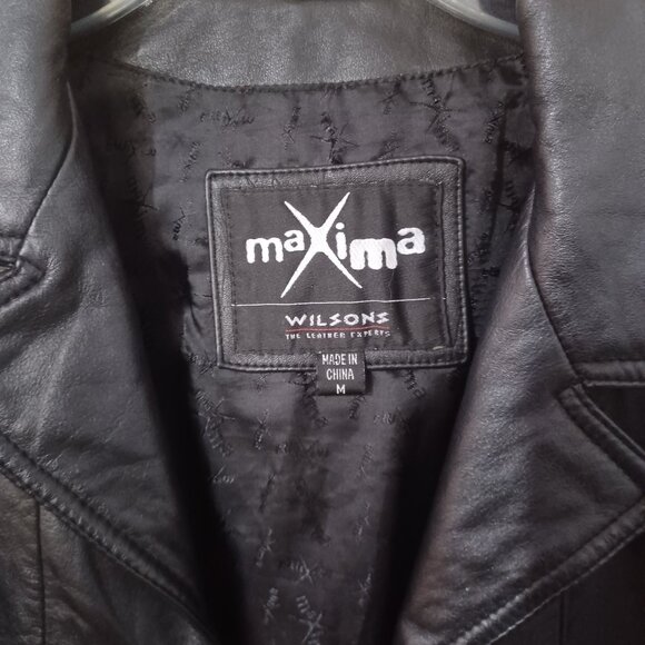 Womens Black Leather Jacket Size M Wilsons Maxima - Picture 4 of 10